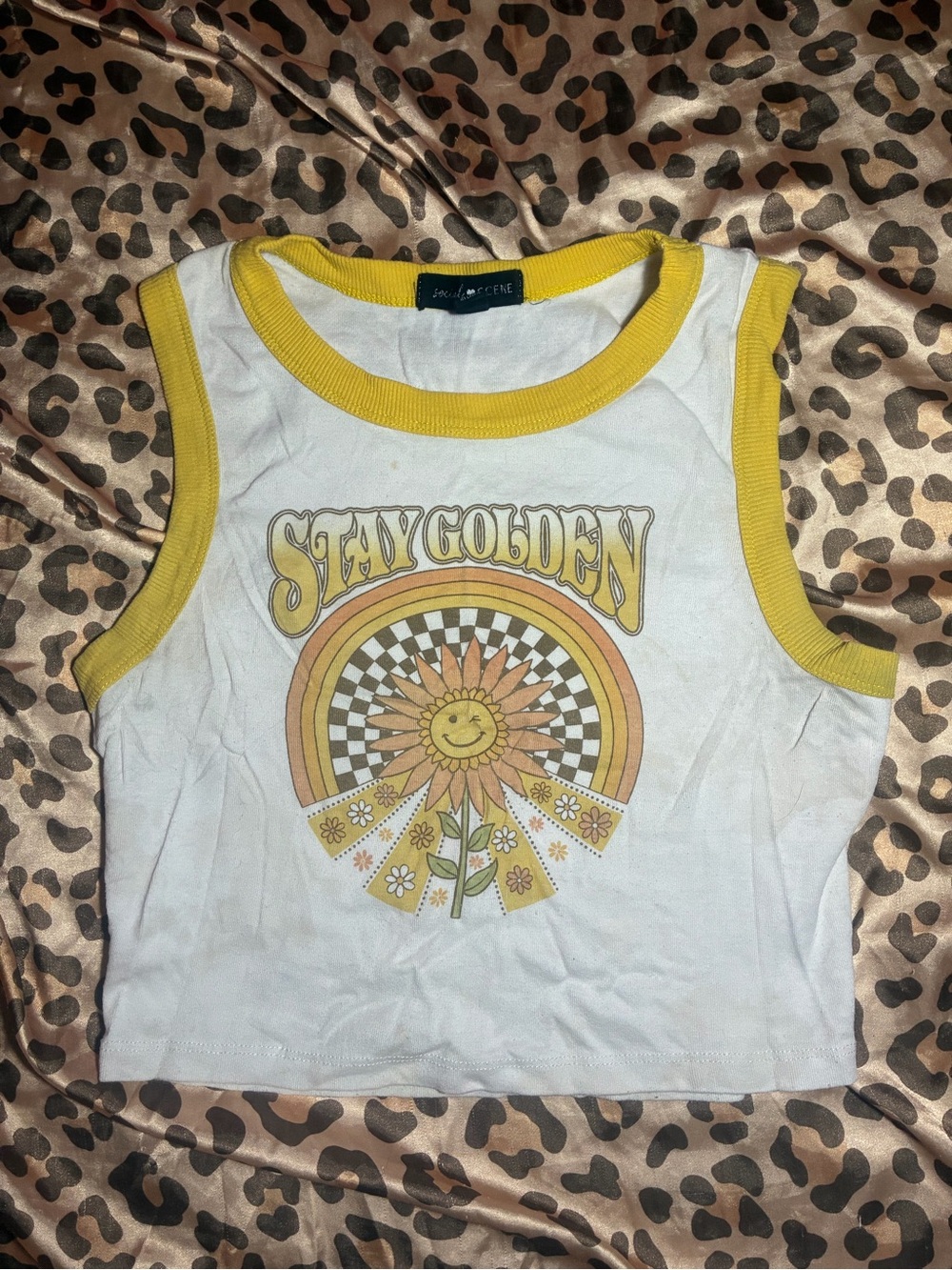⭒ stay golden social scene summery crop top